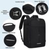 Men’s 40L Travel Backpack: Airline Approved Carry on with 17 Inch Laptop Compartment, Waterproof, Shoe Bag, and Packing Cubes – Black