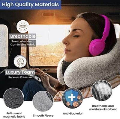 WOKIT Travel Pillow – Ergonomic Neck Pillow with 100% Pure Memory Foam