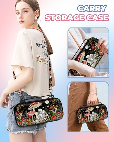 Mushroom Skull Cute Girls Boys Gurgitat Carrying Case for Nintendo Switch/OLED – Hard Shell Protective Cover Travel Carry Cases, Accessories Storage Pouch Bag for Nintendo Switch 2017/OLED 2021