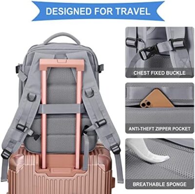 Grey Set Travel Backpack for Men and Women, Waterproof Hiking Laptop Backpack, Outdoor Sports Rucksack and Casual Daypack