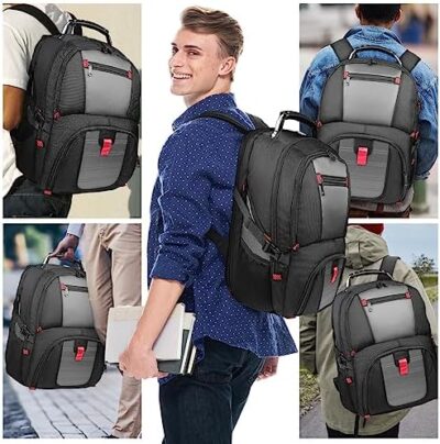 Yamdeg Large Grey Laptop Backpack for Men – Durable and Spacious with TSA Approval and USB Charging Port – Perfect Business Gift