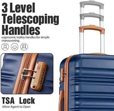 Carry Your Essentials in Style with the 6-Piece NAVY ABS Hardshell Luggage Set Featuring TSA Lock and Spinner Wheels for a Convenient and Secure Travel Experience