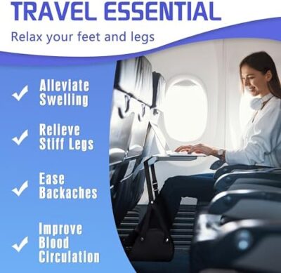 Set of 2 Airplane Travel Footrests: Adjustable Length for Comfort and Lower Body Relief on Long Flights